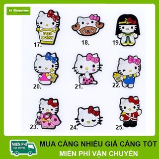 Nút Jibbitz/Sticker 2D Mèo Hello Kitty Cài Dép Sục Crocs, Satihu Giá Sỉ