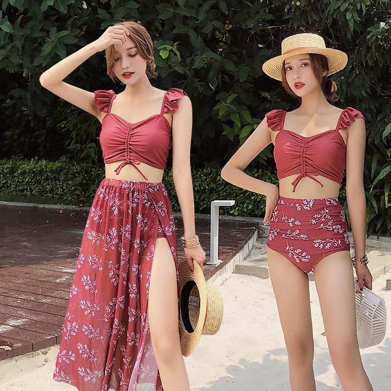 Bikini đồ bơi nữ set 3 món xinh đẹp quyến rũ (áo, quần, chân váy)