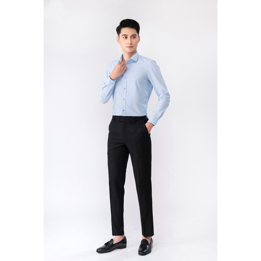 Quần âu nam HEAVEN màu đen ánh kim vải cotton cao cấp dáng slimfit trẻ trung lịch lãm QA03