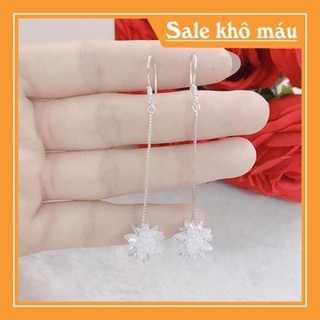 Gía xưởng Bông tai treo tua bông tuyết bạc ta