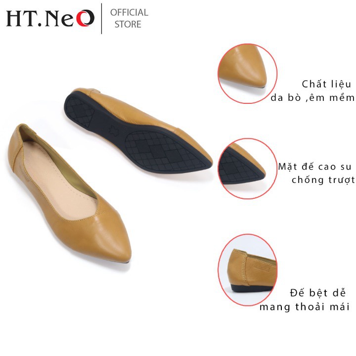 Giày bệt nữ - Giày búp bê nữ HT.NEO da bò thật ,mềm mại ,êm chân , thiết kế đơn giản ,lịch sự GL01