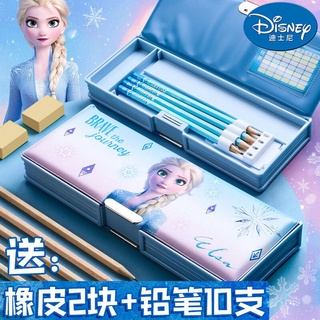 Disney hộp đựng bút hai ngăn bằng nhựa in họa tiết hoạt hình elsa dễ thương cho bé gái