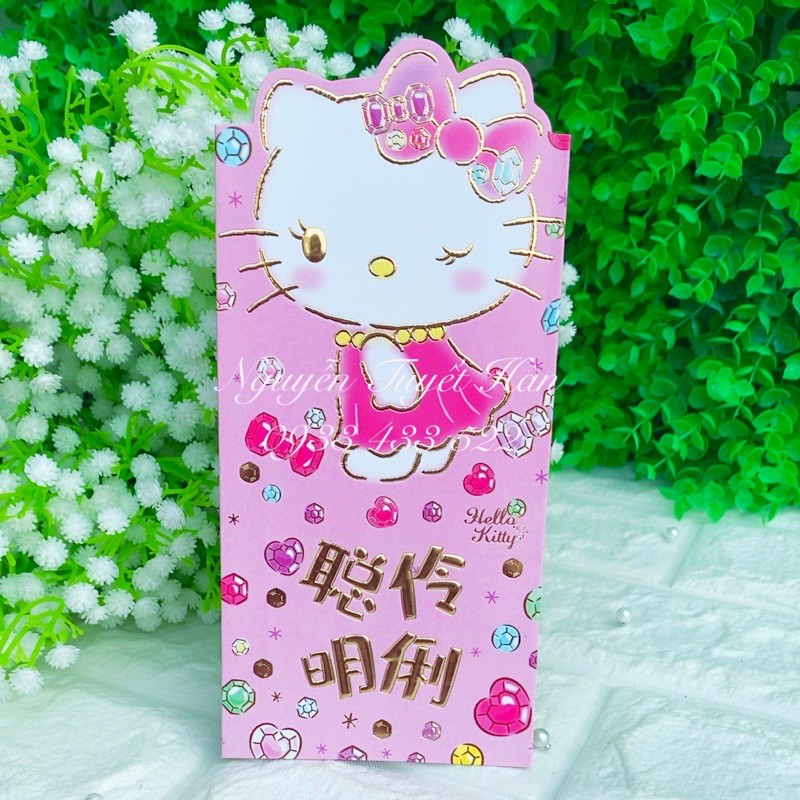 BAO LÌ XÌ 3D HỒNG KIM CƯƠNG HELLO KITTY