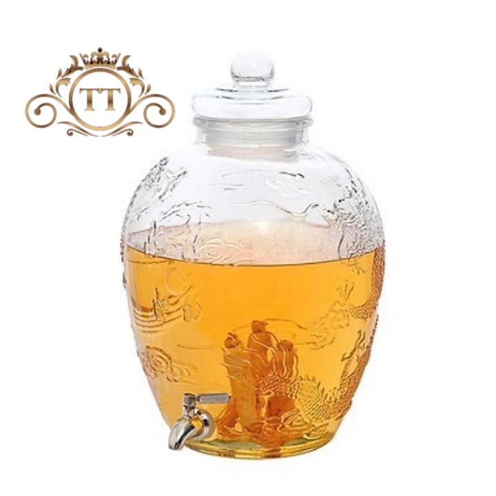 Bình ngâm rượu thuỷ tinh 10 lít Rồng Phụng Có van &amp; không van
