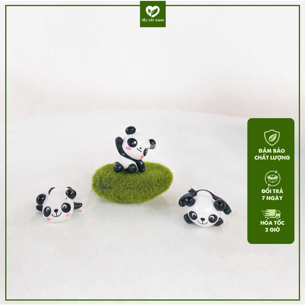 Phụ kiện tiểu cảnh gấu trúc trang trí sen đá, xương rồng, terrarium, cây cảnh mini, cây để bàn