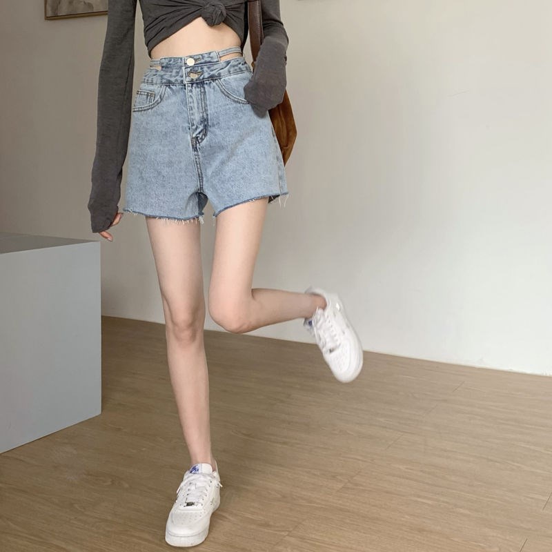 Quần Short Jean Nữ Cạp Cao Thời Trang Dễ Phối Đồ