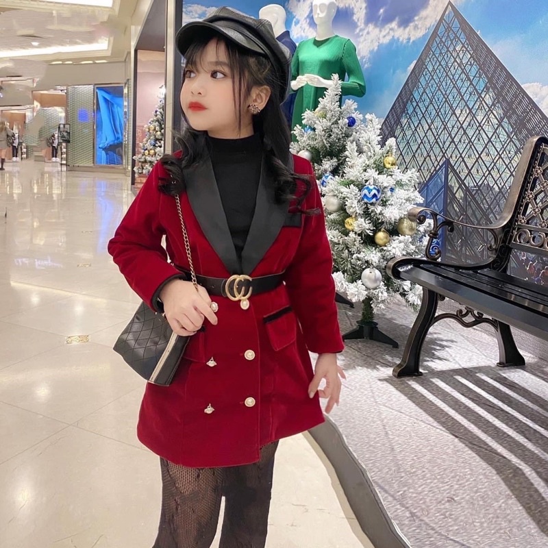 Vest nhung kèm đai cho bé gái