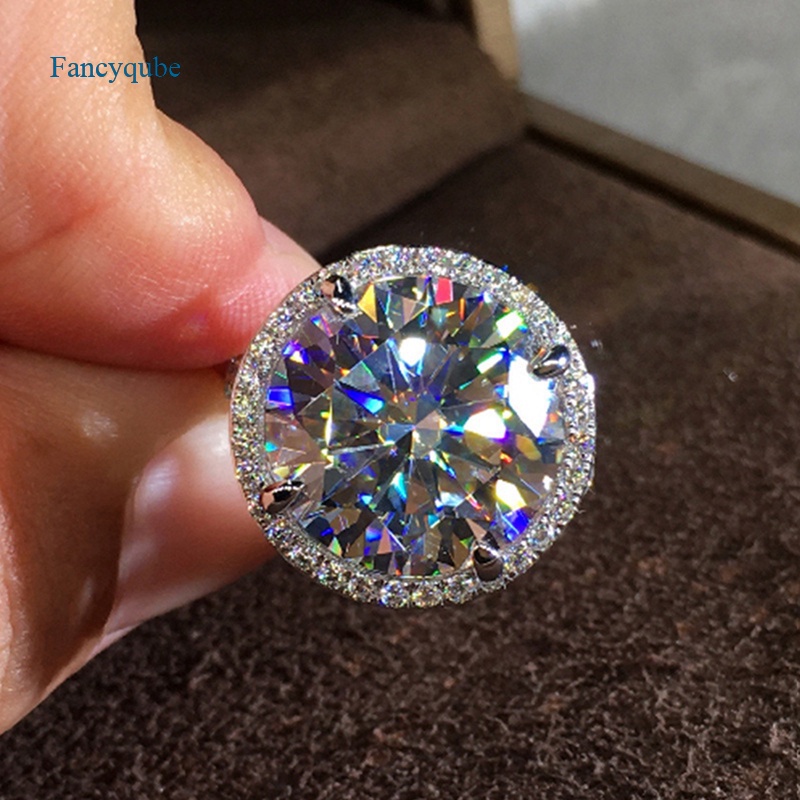 Nhẫn đính đá zircon hình tròn thời trang cho nữ