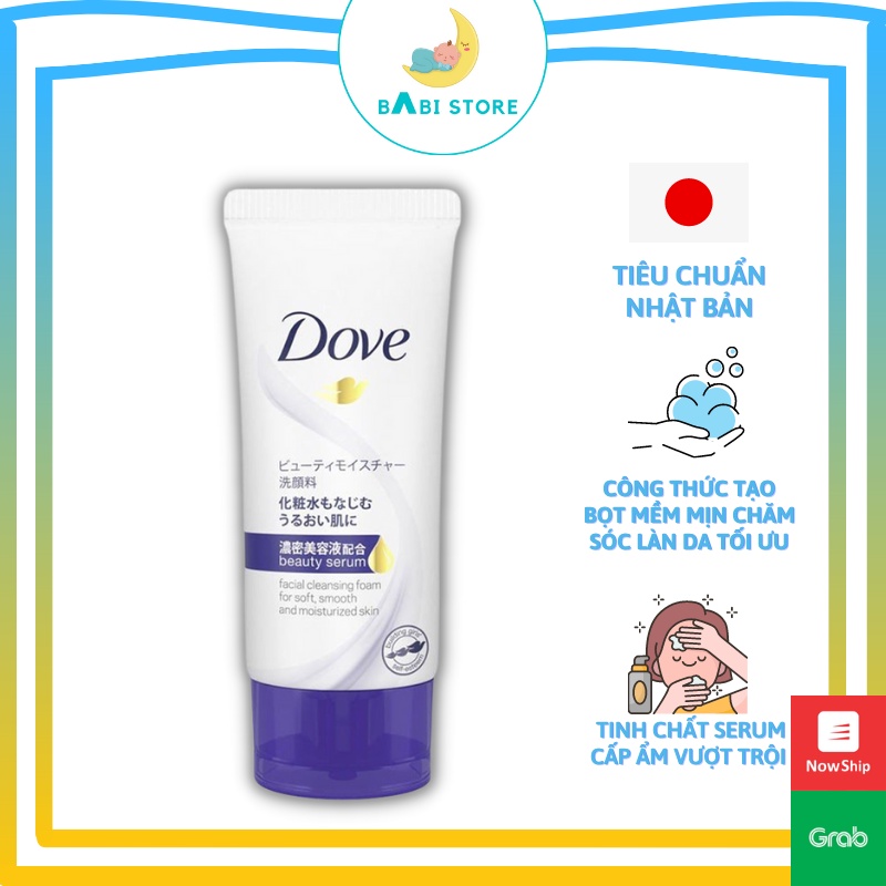 Sữa Rửa Mặt Dove Tinh Chất Serum Cấp Ẩm &amp; Cho Da Mềm Mượt 30g Beauty Serum Facial Cleansing - BabiStore