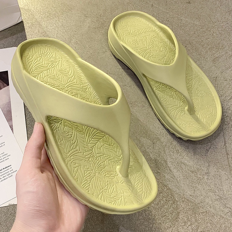Dép Xỏ Ngón Nữ Đế Bằng Dày Nhọn Chống Trơn Bánh Mì Mũi Tròn Quai Kẹp Mảnh Mùa Hè Xuân Thu Đi Chơi Biển Làm Cao Cấp