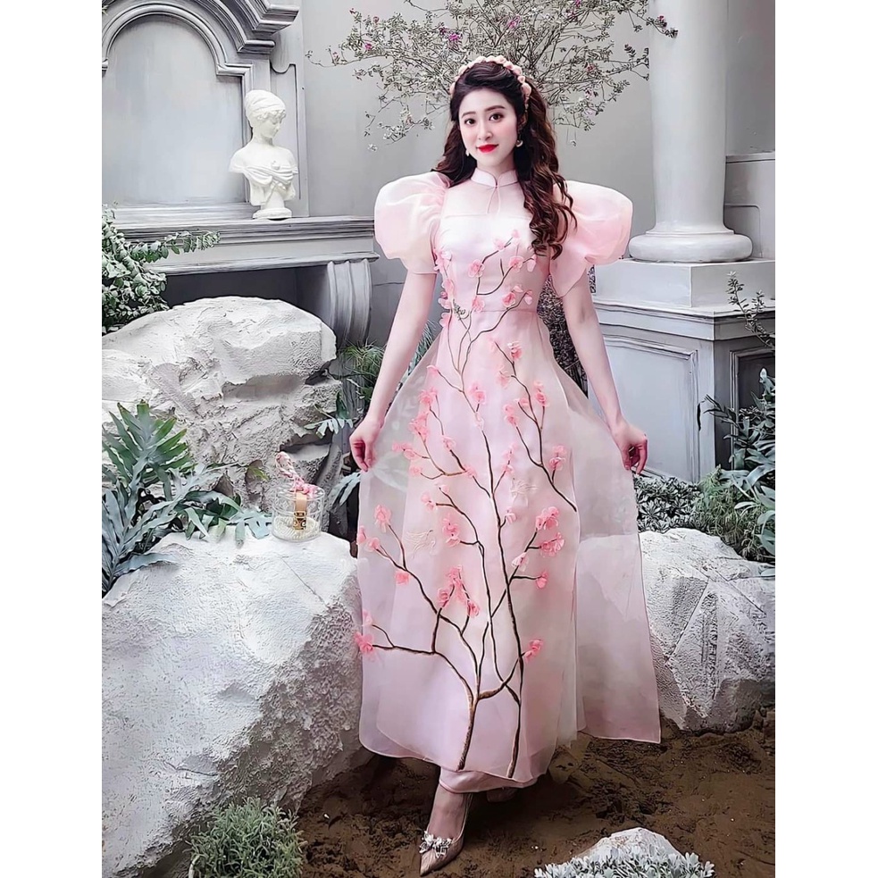 Áo dài cách tân tơ organza 4 tà dáng phồng ⚡️Hàng Cao Cấp⚡️ xinh xắn  – Tây Phương