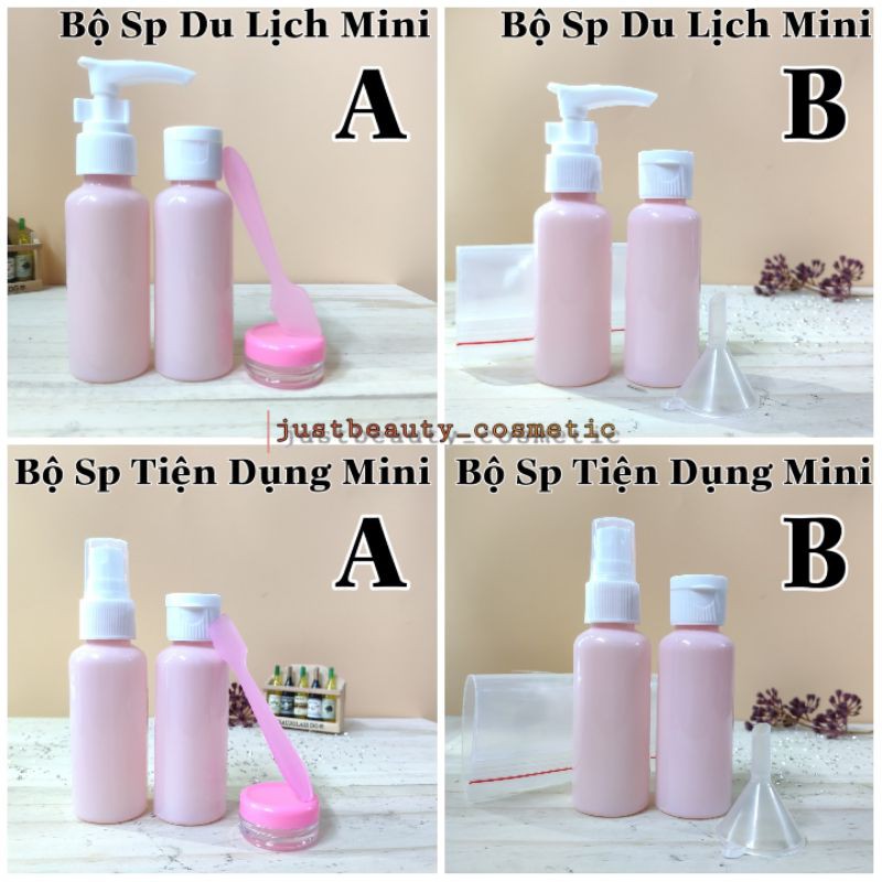 BỘ CHIẾT MỸ PHẨM DU LỊCH 4 MÓN 50ml túi Zip Nhập Khẩu 🍀 VỎ CHAI LỌ NHỰA PET Nhỏ Trong suốt Hồng Nâu Đen Trắng Xanh