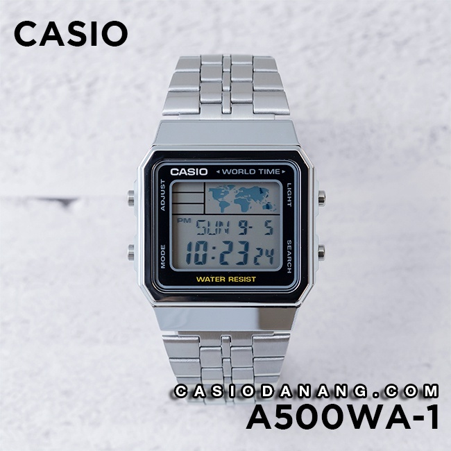 Đồng hồ unisex dây kim loại Casio chính hãng Anh Khuê A500WA-1DF
