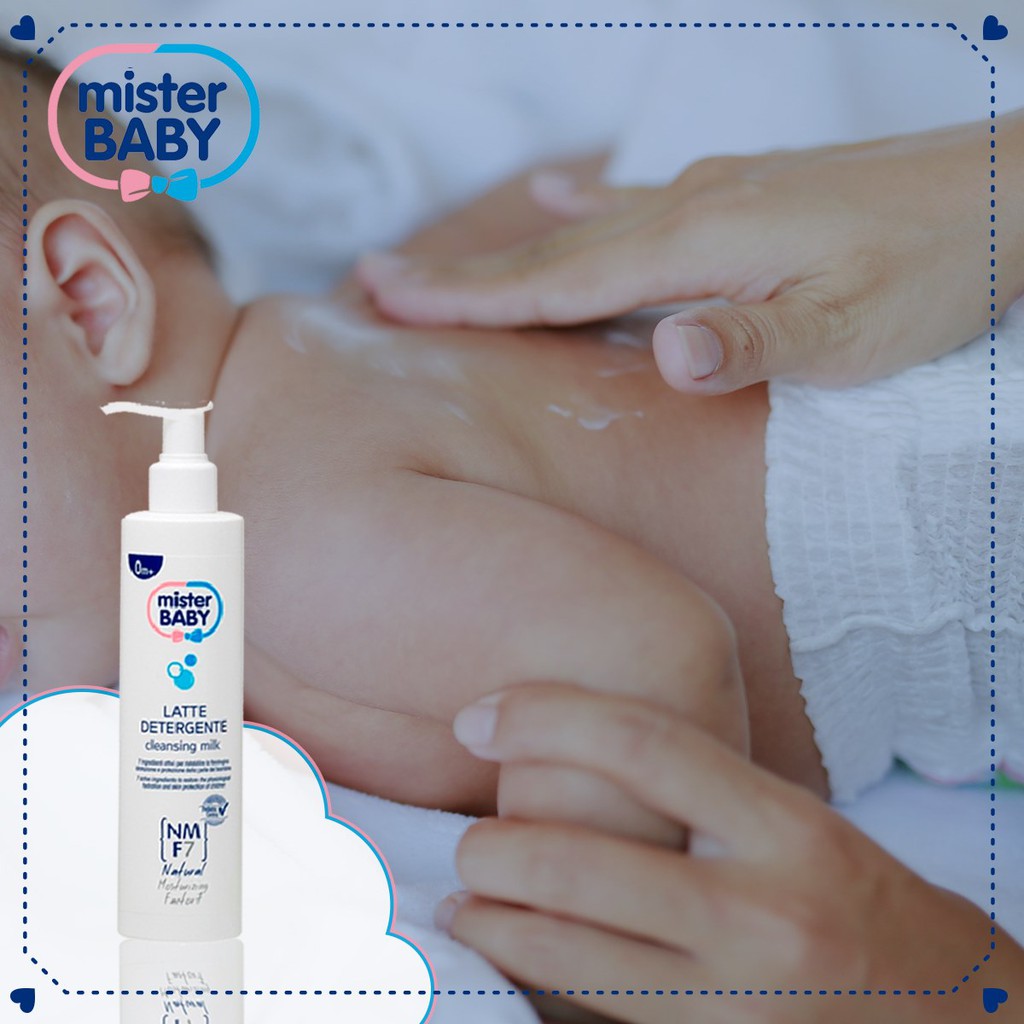 Sữa Tắm Khô Cho Bé Yêu Mister Baby Cleansing Milk (ITALY) | Làm Sạch Dịu Nhẹ - Cân Bằng Độ Ẩm - Bảo Vệ Làn Da Bé (250ml)