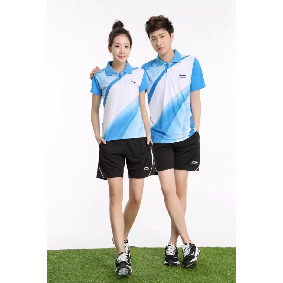 Quần áo cầu lông Lining 5031 cổ xanh (nam,nữ) 🥇