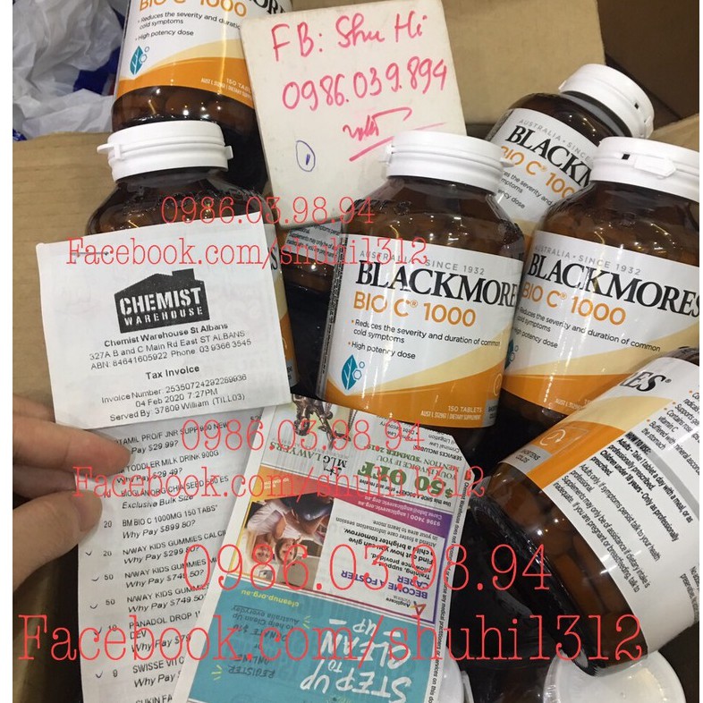 (Mẫu mới) Vitamin C Bio C Blackmores 1000mg 150 viên Úc đủ bill Chemist