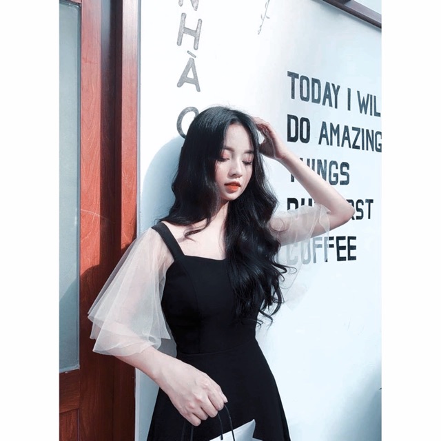 Đầm dự tiệc dáng xoè trắng tay lưới 2 màu | BigBuy360 - bigbuy360.vn