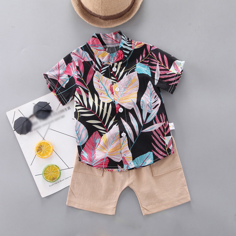 Bộ Áo Sơ Mi + Quần Short Màu Trơn Phong Cách Anh Quốc Thời Trang Mùa Hè Cho Bé Trai 0-4 Tuổi Se7En