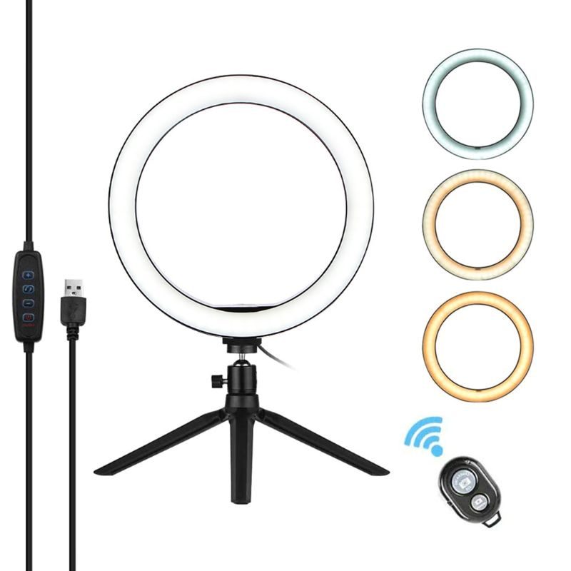 Đèn LED Hình Tròn LI LI Kèm Điều Khiển Từ Xa Hỗ Trợ Quay Video / Phát Sóng Trực Tiếp