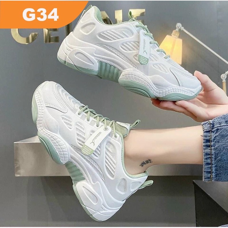 Giày Thể Thao Sneaker Nữ Thông Hơi Viền Xanh Siêu Đẹp