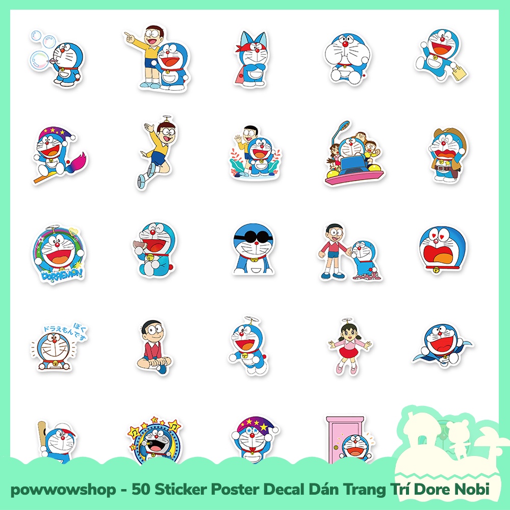 [Sẵn VN - Hỏa Tốc] 50 Sticker Decal Dán Trang Trí Đa Năng Cho Nhiều Vật Dụng Mẫu Dore Nobi The FriendShip Together