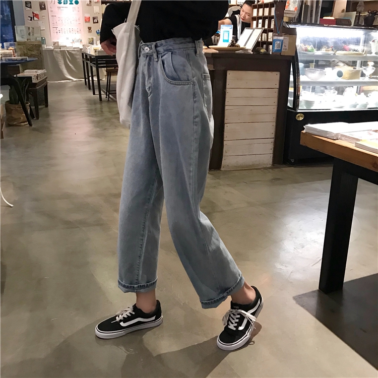 Quần jean lưng cao ống rộng phong cách Hàn Quốc dành cho nữ | BigBuy360 - bigbuy360.vn