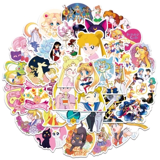 SAILOR MOON Bộ 50 Miếng Dán Trang Trí Hình Thủy Thủ Mặt Trăng Chống Thấm Nước