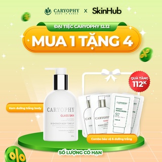 Kem dưỡng ẩm làm trắng da làm mờ thâm nám do mụn 3 in 1 glass skin in shower body tone up caryophy 300g skin hub
