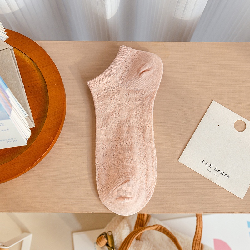 Sẵn - Vớ nữ cổ ngắn vớ cotton co giãn loại dày xịn tone màu cam trắng