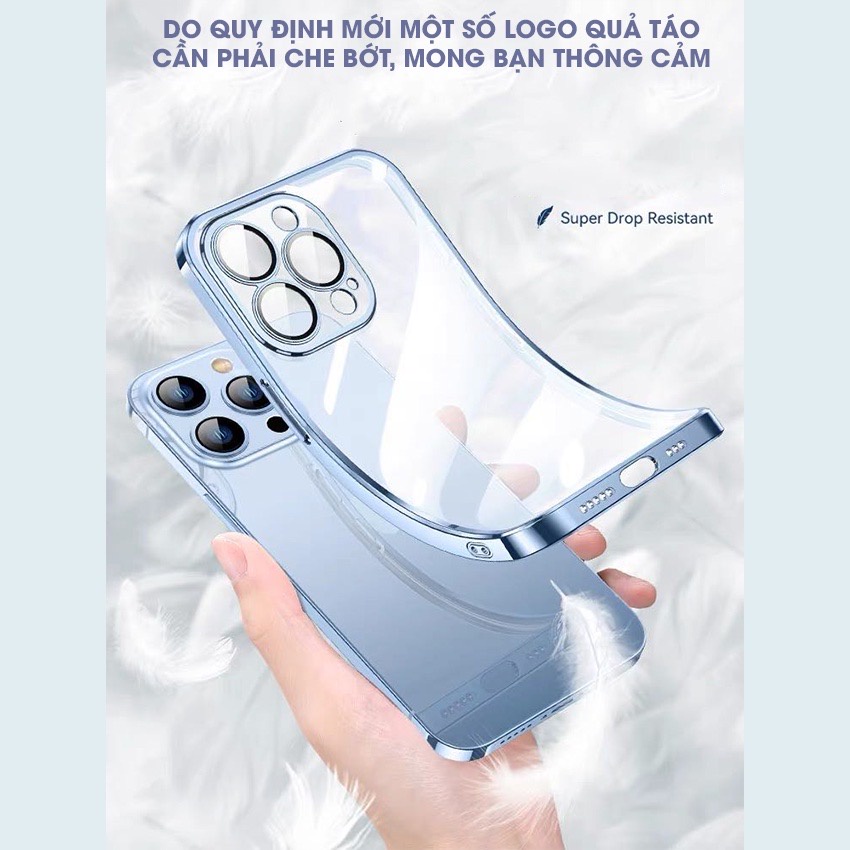 Ốp Lưng Iphone Cạnh Vuông Trong Suốt Viền Xi Màu 7/7plus/x/xsmax/11/12/13/14/pro/promax