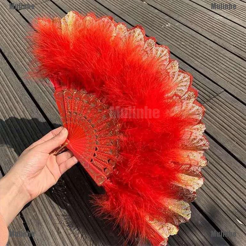 Quạt Xếp Phối Lông Vũ Phong Cách Lolita Gothic