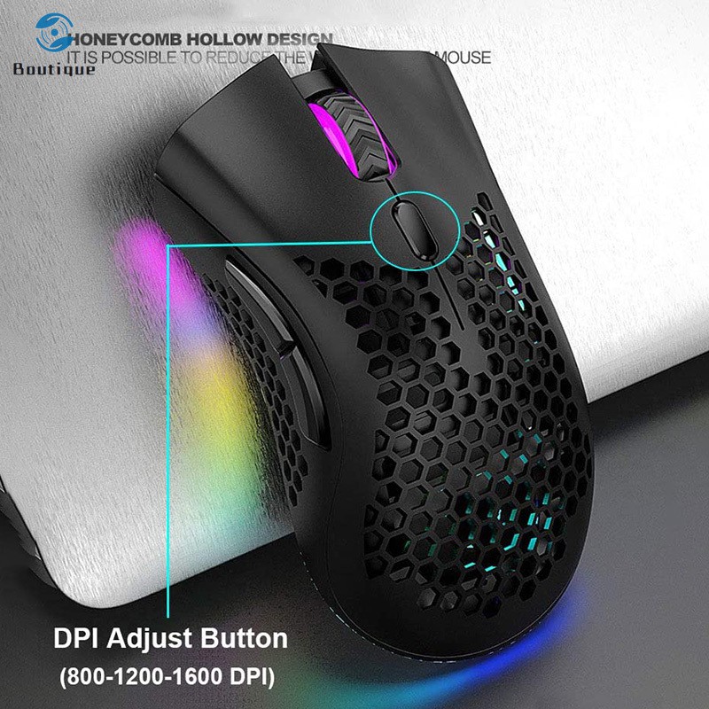 Chuột Gaming Không Dây Dạng Tổ Ong Có Đèn Led Rgb