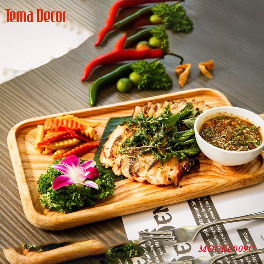 Khay gỗ decor Tema - Khay gỗ đựng đồ ăn gỗ tần bì có tay cầm siêu xinh | BigBuy360 - bigbuy360.vn