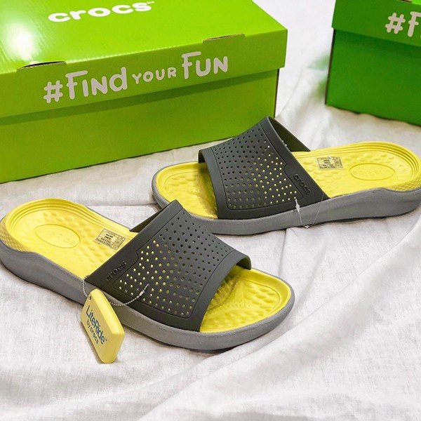 Dép lê cross literide slide nam cross nữ Hottrend LTRLE05 xám chuối