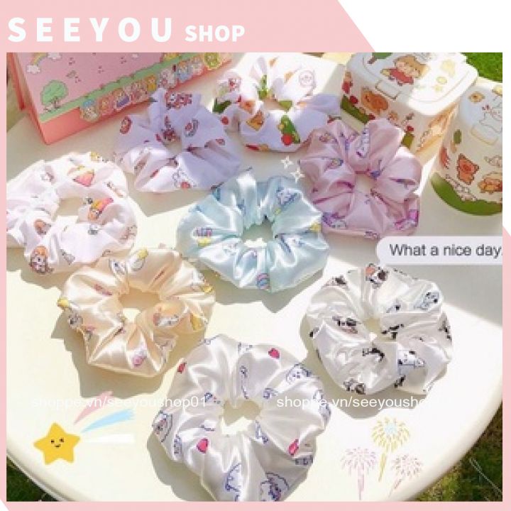 Scrunchies Cột tóc, buộc tóc vải, voan phi Bóng nhiều màu sắc