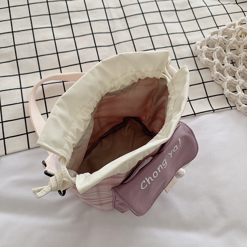 Túi đeo chéo vải dù chống thấm Chong Ya dây rút dễ thương hot trend dễ thương ngăn phụ