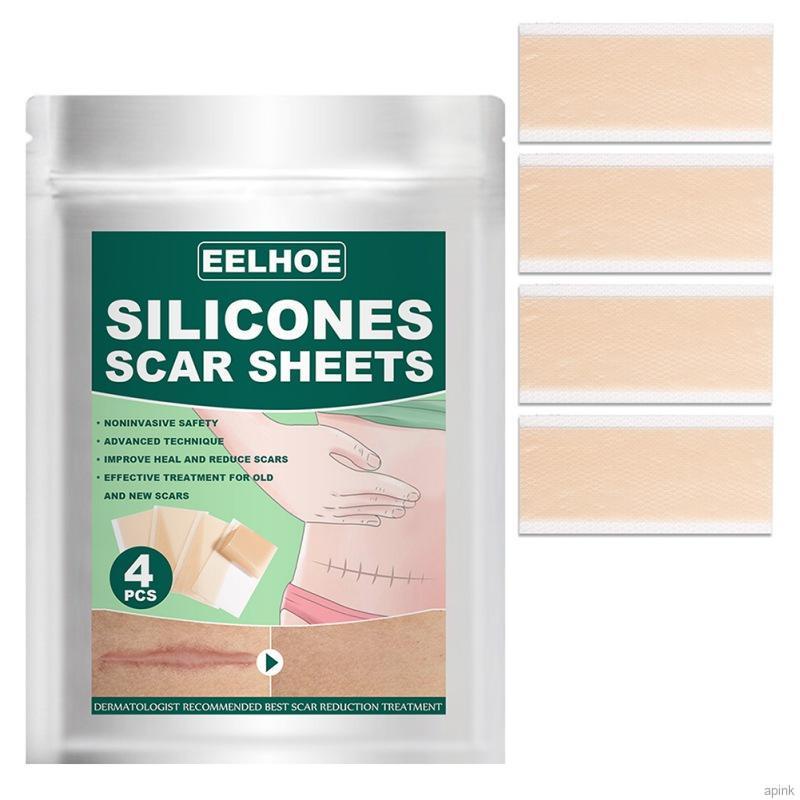 Set 4 miếng dán silicon chăm sóc vết sẹo do bỏng/phẫu thuật tiện dụng