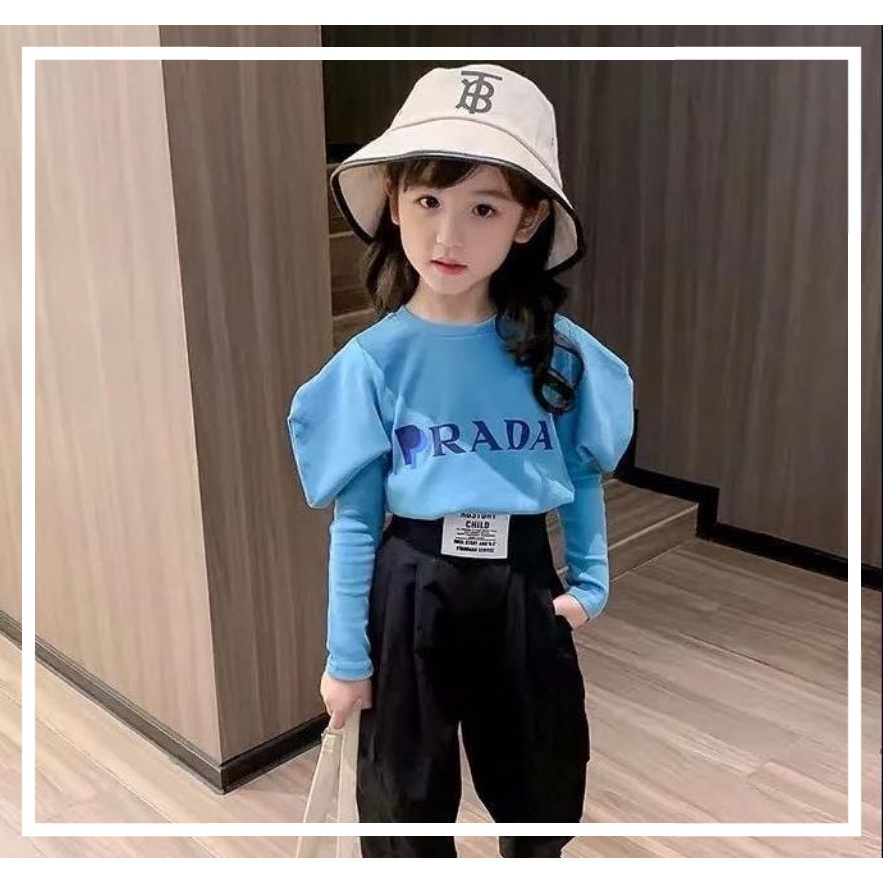 Áo Thun Tay Dài Phồng Lưng Cao Phong Cách Phương Tây Hàn Quốc Cho Nữ