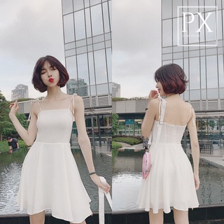 Đầm 2 Dây Thắt Nơ Vai - Chun Lưng Cực Đẹp