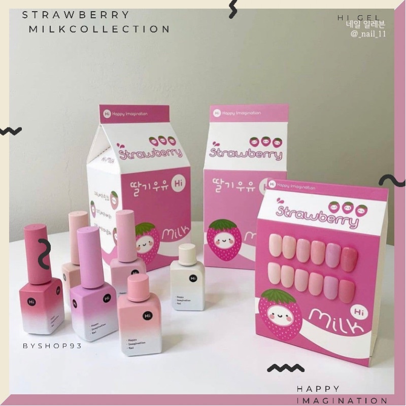 ♻️Freeship - Chính hãng♻️Bộ sản phẩm sơn thạch cao cấp Hàn Quốc Hi gel collection strawberry milk ( 6 chai)