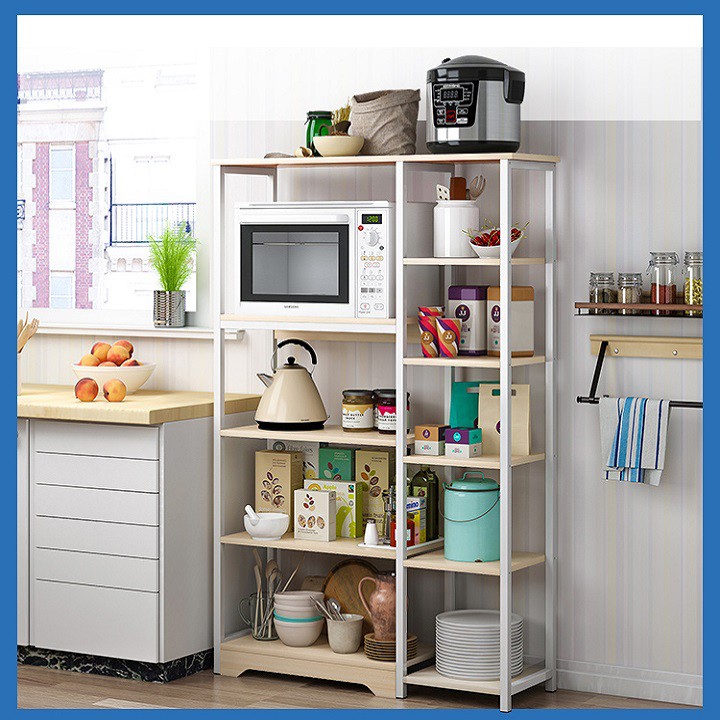 RE0499 Kệ để đồ nhà bếp gỗ khung sắt 9 ngăn - Tủ kệ bếp - Kệ bếp đa năng - Kệ bếp | BigBuy360 - bigbuy360.vn