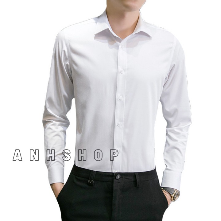 Sơ mi trắng dài tay, dáng ôm, vải co giãn siêu mát - SML | BigBuy360 - bigbuy360.vn
