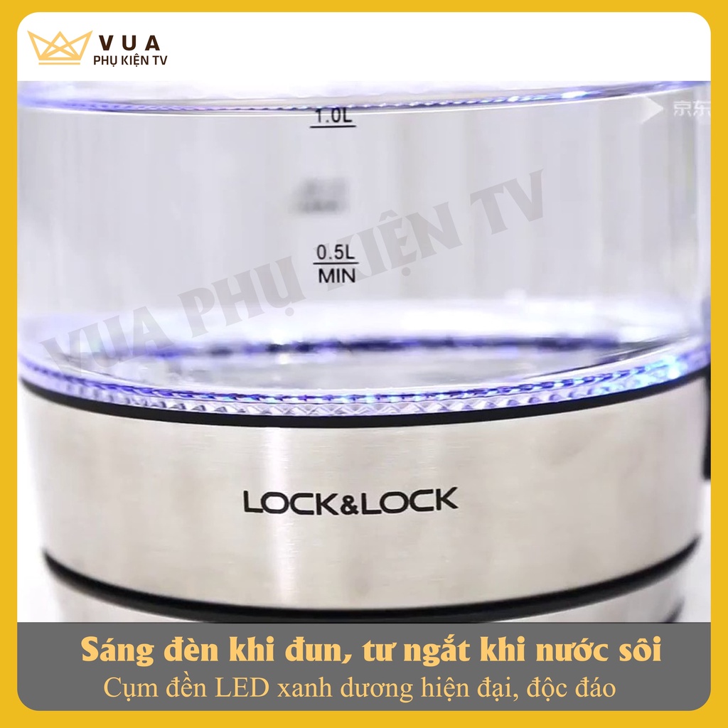 [FREESHIP - ĐUN CỰC NHANH]Ấm siêu tốc lock&lock 1 8l ejk418blk,bình đun siêu tốc thuỷ tinh - Vua Phụ Kiện TV