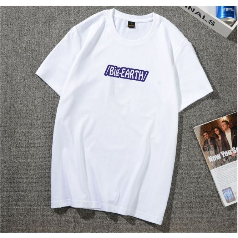 Áo thun nam nữ form rộng oversize BIG-Earth tee phông big logo full size basic, áo thun trắng đen streetwear