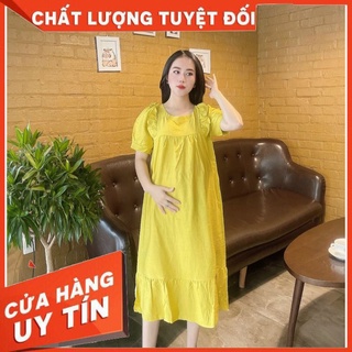 Váy bầu dáng suông dài - đầm bầu chất đũi đẹp