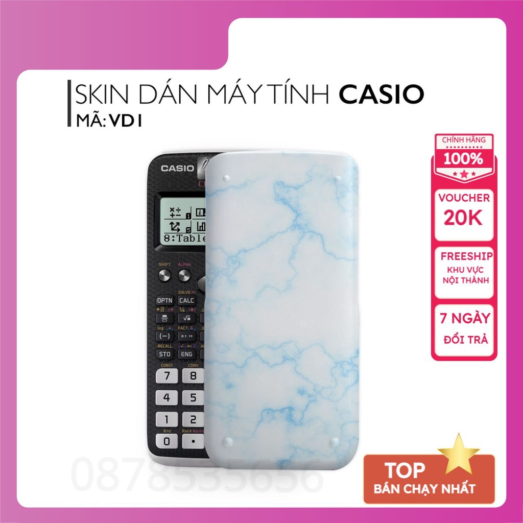 Miếng dán máy tính cầm tay CASIO In Hình Vân Đá Bộ 1 (Casio 570 / Casio 570-2nd/ Casio 580 /Vinacal..) vdb1