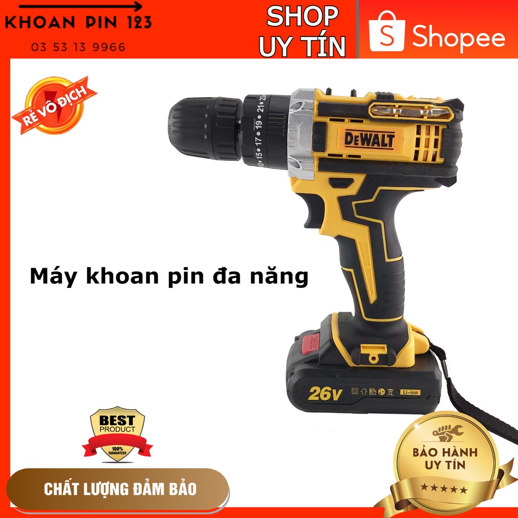 Thân máy khoan pin đa năng, máy vặn vít cầm tay Dewalt 26vf loại 1 (chỉ bao gồm thân máy)