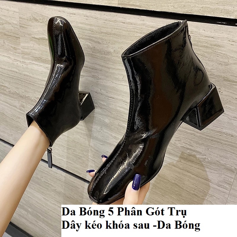 Boot Da Bóng Gót Vuông Móc Tròn Sau (Fullbox) A2 | BigBuy360 - bigbuy360.vn