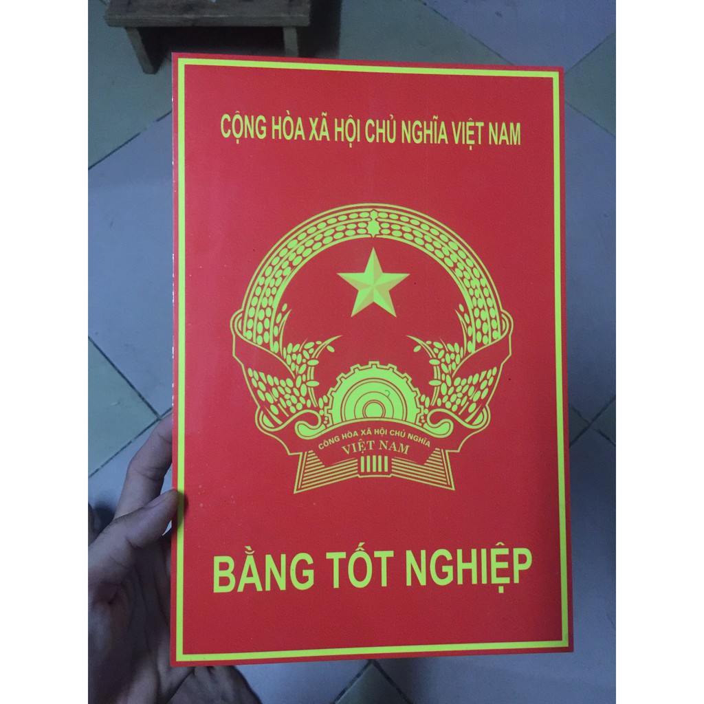 Tấm bìa mô phỏng bằng tốt nghiệp dùng làm đạo cụ chụp ảnh, biểu diễn R