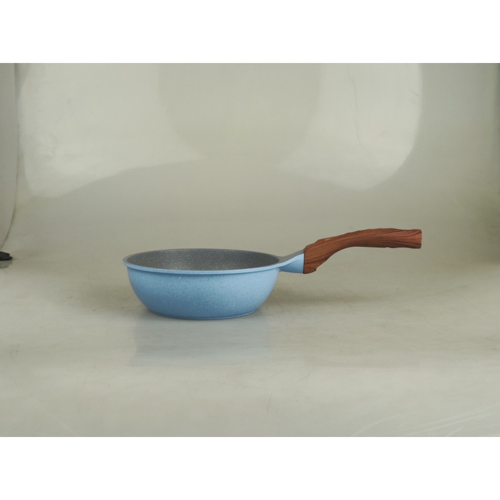 Chảo đúc vân đá đáy từ Greencook GCP09 màu xanh, size 20/22/24/26/28/30cm, không kén bếp